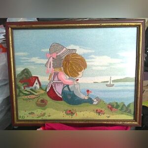 VINTAGE Charming Countryside THREAD/STRINGART (NO PAINT, SUPER THIN TINY STRING)